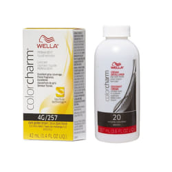 3.6oz) Wella Color Charm Haircolor 4G Dark Golden Brown - 4G + Developer (Vol. 20