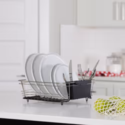Better Houseware Compact Dish Drying Rack SpaceSaving Dish Rack for Kitchen Counter Stainless Steel 2 Piece Set with Cutlery Ho