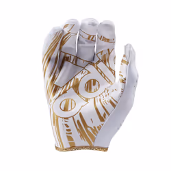 adidas Adizero 12 Adult Football Receiver Gloves  White/Metallic Gold