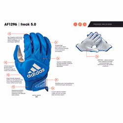 adidas Freak 5.0 Padded Adult Football Receiver Glove  Red/White  X-La