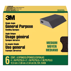 3M Angled Sanding Sponges 6-Pack Medium Grit Use Wet or Dry Great For All Purpose Sanding Washable & Reusable Use For I ...