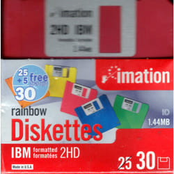 Imation 3 1/2" Bulk Diskettes, IBM(R) Format, DS/HD, Rainbow, Box of 30