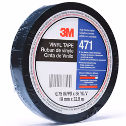 3M Vinyl Tape 471  Black  3/4 in x 36 yd  5.2 mil