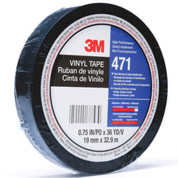 3M Vinyl Tape 471  Black  3/4 in x 36 yd  5.2 mil