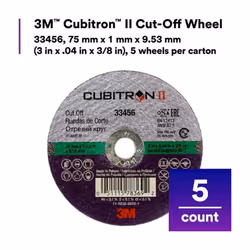 3M Cubitron II Cut-Off Wheel 33456  High Performance  Fast Cutting  Long Lasting  3 in x .04 in x 3/8 in  Wheels/Carton