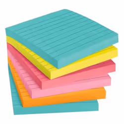 Post-It Super Sticky Notes, 4 in. x 4 in., Miami collection, 6 Pads/Pack, 90 Sheets/Pad, Lined