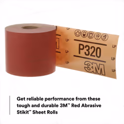 3M Stikit Red Abrasive Sheet Roll  01687  No Hole  2-3/4 in x 25 yd  120+ Grade  Automotive Sanding Roll Sandpaper for Coating Removal  Body Repair  A