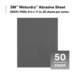 3M Wetordry Abrasive Sheet 213Q  02036  600+ Grit  9 In x 11 In  Pack Of 50 Sandpaper Sheets For Auto Sanding  Metal Sanding  Finishing  Paint Prep