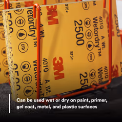 3M Wetordry Abrasive Sheet 401Q  02045  2500+ Grit  5 1/2 x 9 in  50 Sheets  Fast Cutting  Auto Body Sanding  Paint Finishing