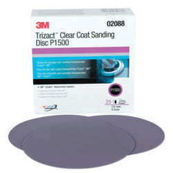 3M 02088 Trizact Hookit 6"" P1500 Grit Clear Coat Sanding Disc