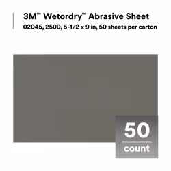 3M Wetordry Abrasive Sheet  434Q  02621  1000+ Grit  5 1/2 in x 9 in  Pack of 50 Heavy Duty Sandpaper Sheets for Auto Sanding  Metal Sanding  Finishin