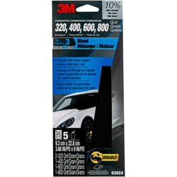3M Wetordry Sandpaper  03024  Assorted Grits  3 2/3 in x 9 in  5 Sheets Per Pack