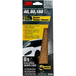 3M Sandpaper  03039  Assorted Grits (40  80  120)  3 2/3 in x 9 in  5 Sheets