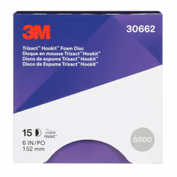 Trizact 3M Trizact Hookit Foam Disc  30662  6 in  P5000  15 discs per carton   Blue