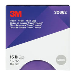 Trizact 3M Trizact Hookit Foam Disc  30662  6 in  P5000  15 discs per carton   Blue