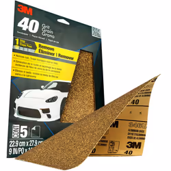 3M Sandpaper  32118  40 Grit  9 in x 11 in  5 Sheets Per Pack