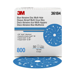 3M Hookit Blue Abrasive Discs 36184  Multi-Hole  6 in  800+ Grade  Pack of 50  Virtually Dust-Free  for Auto Sanding  Body Repair  Featheredging  Prim