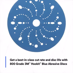 3M Hookit Blue Abrasive Discs 36184  Multi-Hole  6 in  800+ Grade  Pack of 50  Virtually Dust-Free  for Auto Sanding  Body Repair  Featheredging  Prim