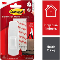 COMMAND 3M Command Large Utility Hook With Command Adhesive Strips Whi