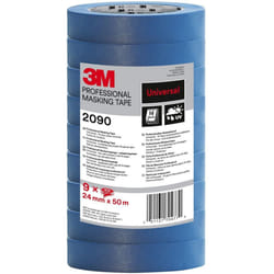 3M Masking Tape 2090 Universal Surfaces, medium tack, UV stable, indoors & outdoors, tower pack 9 rolls, 24 mm x 50 m