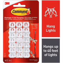 Command Decoration Clips for Christmas and Fairy Light - White