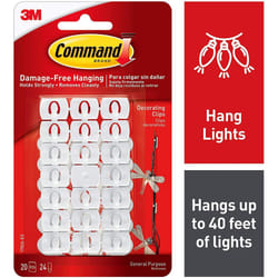 Command Decoration Clips for Christmas and Fairy Light - White