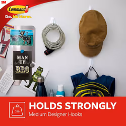 COMMAND 3M Command Medium Oval Hooks With Command Adhesive Strips Whit - Additional view 4