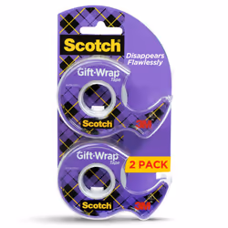 Scotch Gift-Wrap Tape  2 Rolls  The Go-to Tape for Holiday Gift Wrapping  3/4 x 600 Inches  Dispensered (15DM-2)