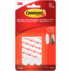 Command Medium Refill Strips 9/Pkg-White