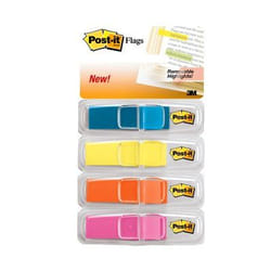 Post-It Highlighting Flags, Bright Colors, 1/2 in Wide, 35/Disp, 4 Disp/Pack self adhesive flags 35 sheets