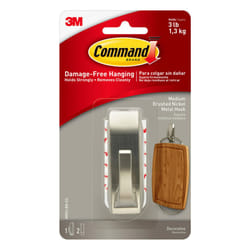 Command Modern Reflections Metal Hook  Medium  Brushed Nickel  1-Hook  Great for dorm decor