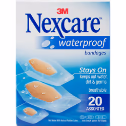 Nexcare Waterproof Bandages 20/Pkg-Assorted Sizes