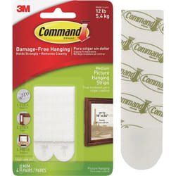 COMMAND 3M Command Medium Picture Hanging Strips White (Pack 4) - 7100