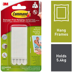 COMMAND 3M Command Narrow Picture Hanging Strips White (Pack 4) 17207