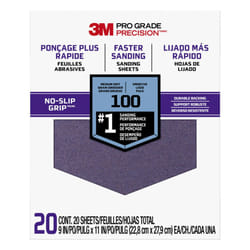 9"""" x 11"""" 100 3M Grit Professional Grade Sandpaper [Package of 20]