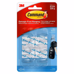 Command Mini Hook 6/Pkg-6 Clear Hooks & 8 Strips