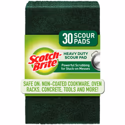 Scotch Brite Heavy Duty, Scouring Pads for Kitchen and Dish, Cast Iron, Green, 30