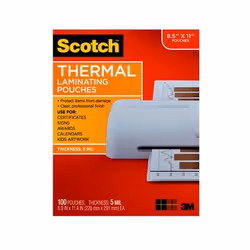 Scotch Thermal Laminating Pouches, Transparent, Thermal, 0.127 mm, 226.1 mm, 292.1 mm, 100 pc(s)
