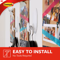 17019-ES Clothes Hanger Hook, Pack of 1 Hook and 2 Adhesive Strips, White - Damage Free Hanging - Holds up to 3.4 kg