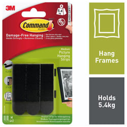 COMMAND 3M Command Medium Picture Hanging Strips Black (Pack 4) - 7100