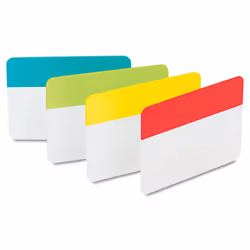 Post-it 686ALYR File Tabs 2 x 1 1/2 Aqua/Lime/Red/Yellow 24/Pack