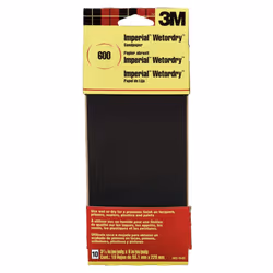 Imperial Wet/Dry Sandpaper, 9 in x 3-2/3 in, 600 Grit, Extra Fine Grade, Silicone Carbide