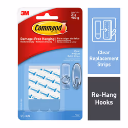 Command Medium Clear Refill Strips 12 strips Re-Hang Indoor Clear Hooks (17021CLR-12ES)