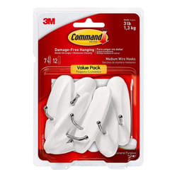 Command Medium Wire Hooks  Damage Free Hanging Wall Hooks with Adhesive Strips  No Tools Wall Hooks for Hanging Decorations in Living Spaces  7 White