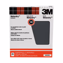 3M Wetordry Sandpaper  25 Sheets  9 in x 11 in  180 Grit  Fine  For Wet and Dry Sanding  Premiere Finish on Lacquers  Primers ...