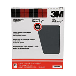 3M Wetordry Sandpaper  25 Sheets  9 in x 11 in  180 Grit  Fine  For Wet and Dry Sanding  Premiere Finish on Lacquers  Primers  Sealers  Plastics & Pai