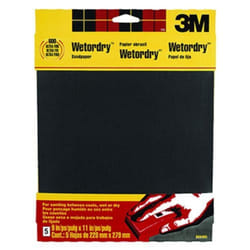 3M Wetordry Sandpaper  5 Sheets  9 in x 11 in  220 Grit  Very Fine  Use for Wet and Dry Sanding  For Sanding Between Coats of Varnish  Lacquer  Paint