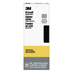 3M 99433 Pro-Pak Drywall Sanding Sheet  80D  80 Grit  Black  25 Count
