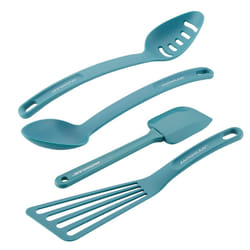 Rachael Ray Cucina Nylon Nonstick UtensilsFish Turner  Spatula  Solid and Slotted Spoons  4 Piece  Agave Blue