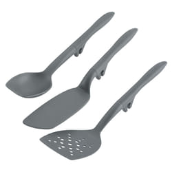Rachael Ray Tools and Gadgets Spoon  Slotted and Solid Turners Set Cooking Utensils  3 Piece  Gray